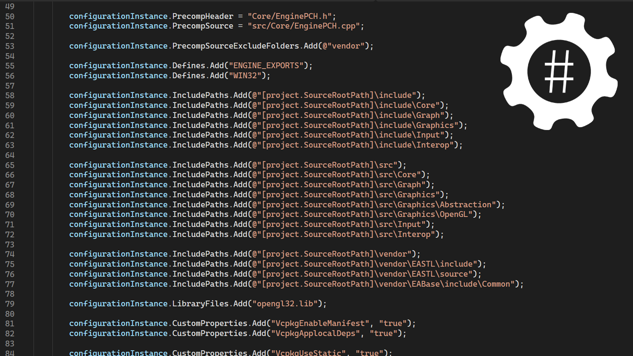 A code snippet from the Hibou Engine project, demonstrating the build configuration.